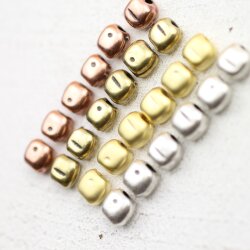 10 Rectangular Beads, matt gold