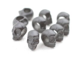 10 Skull, Deaths head Beads, Jet Matt