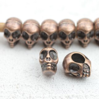 10 Skull, Deaths head Beads, antique copper