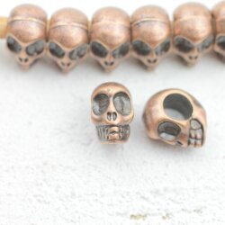 10 Totenkopf Perlen, altkupfer