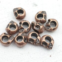 10 Skull, Deaths head Beads, antique copper