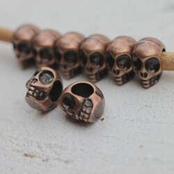 10 Skull, Deaths head Beads, antique copper