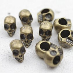 10 Skull, Deaths head Beads, antique brass