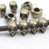 10 Skull, Deaths head Beads, antique brass