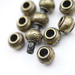 10 Love Beads, antique brass