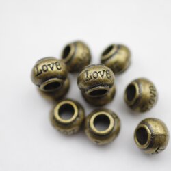 10 Love Beads, antique brass