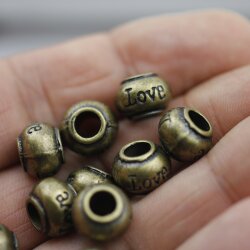 10 Love Beads, antique brass