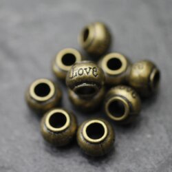 10 Love Beads, antique brass