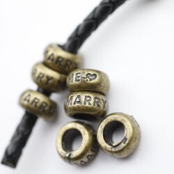 10 Wedding Beads, Marry Me, antique brass