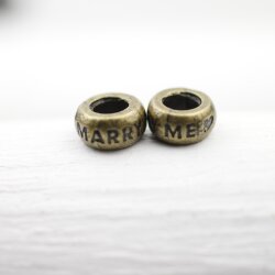 10 Wedding Beads, Marry Me, antique brass