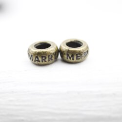 10 Wedding Beads, Marry Me, antique brass