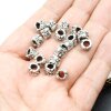 10 Flower Beads, antique silver