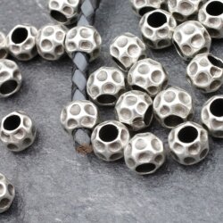 10 Metall Perlen, Altsilber