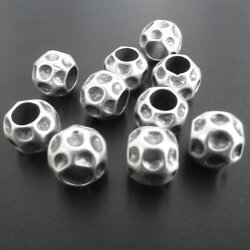 10 Metal Beads, antique silver