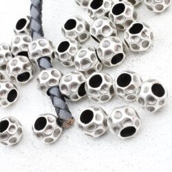 10 Metal Beads, antique silver