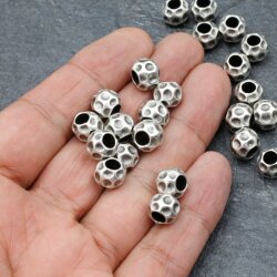 10 Metal Beads, antique silver