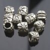 10 Flower Beads, antique silver