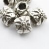 10 Flower Beads, antique silver