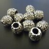 10 Florale Perlen, Metall Perlen, Altsilber