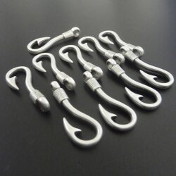 10 Hook Closures, antique silver