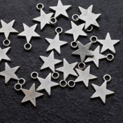 20 Star Pendants, antique silver