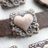 5 Antique Copper Heart Slide, Bracelet Making Supplies