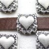 5 Dark Silver Heart Slide, Bracelet Making Supplies