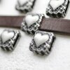 5 Dark Silver Heart Slide, Bracelet Making Supplies