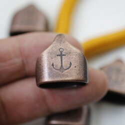 1 Antique Copper End cap with engraving Anchor Keychain Findings
