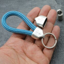 1 Endkappe für Schlüsselanhänger mit Anker, dunkel Silber