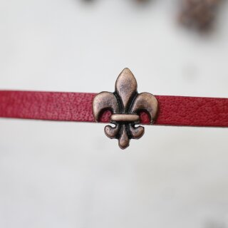 10 Antique Copper Fleur-de-Lys Slider Beads