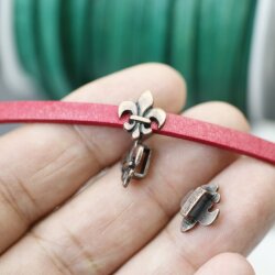 10 Antique Copper Fleur-de-Lys Slider Beads