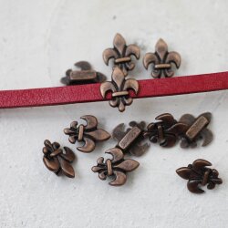 10 Antique Copper Fleur-de-Lys Slider Beads