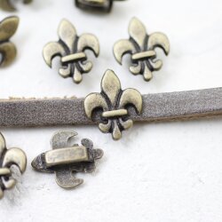 10 Antique Brass Fleur-de-Lys Slider Beads