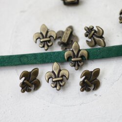 10 Antique Brass Fleur-de-Lys Slider Beads