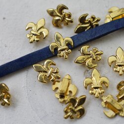 10 Fleur De Lys Schiebeperlen, Gold