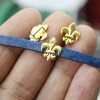 10 24k Gold Plated Fleur-de-Lys Slider Beads