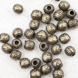 20 Flower Beads, antique brass