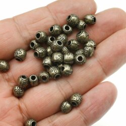 20 Flower Beads, antique brass