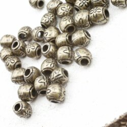 20 Flower Beads, antique brass