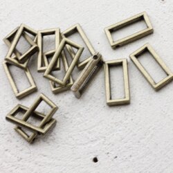 10 Tetragon Pendants, antique brass