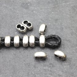 10 metal Sliderbeads 11x5 mm Drilling 4 mm, antique silver