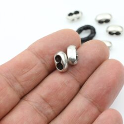 10 metal Sliderbeads 11x5 mm Drilling 4 mm, antique silver