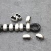 10 Metall Schiebeperlen11x5 mm Lochung 4 mm, Altsilber