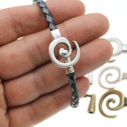 5 Antique Silver Spiral Closure, Bracelet Clasps