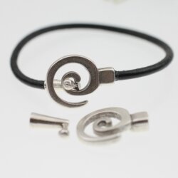 5 Antique Silver Spiral Closure, Bracelet Clasps