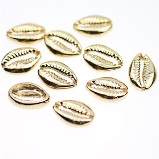 10 Muschel Verbinder, Muschel Perle 18x13 mm, Gold