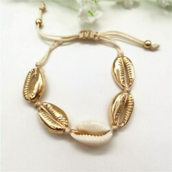 10 shell connectors, shell beads 18x13 mm, Gold