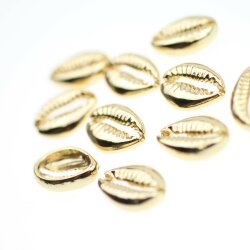 10 shell connectors, shell beads 18x13 mm, Gold