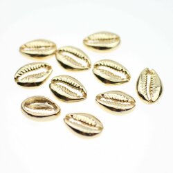 10 shell connectors, shell beads 18x13 mm, Gold